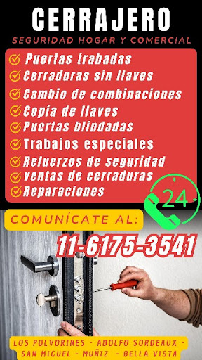 CERRAJERÍA URGENCIAS 24 hs (cerrajero de domicilio y comercio), Soluciones de cerrajeria - Blindajes - Seguridad Electrónica